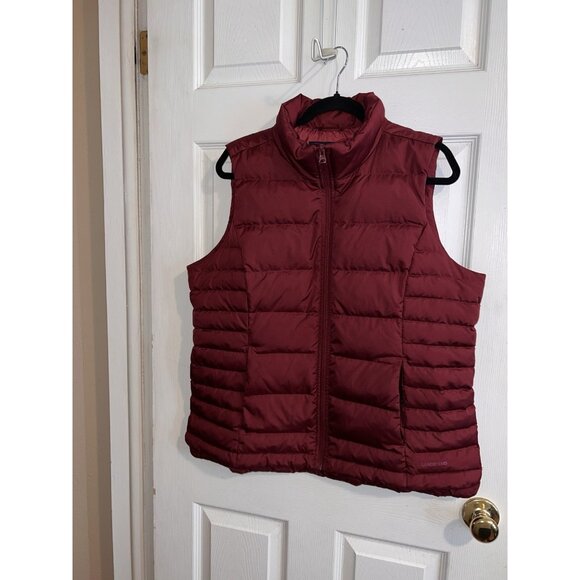 LANDS' END Quilted Feather Down 600 Puffer Vest Size L 14-16 Jacket Top Burgundy - Picture 2 of 12